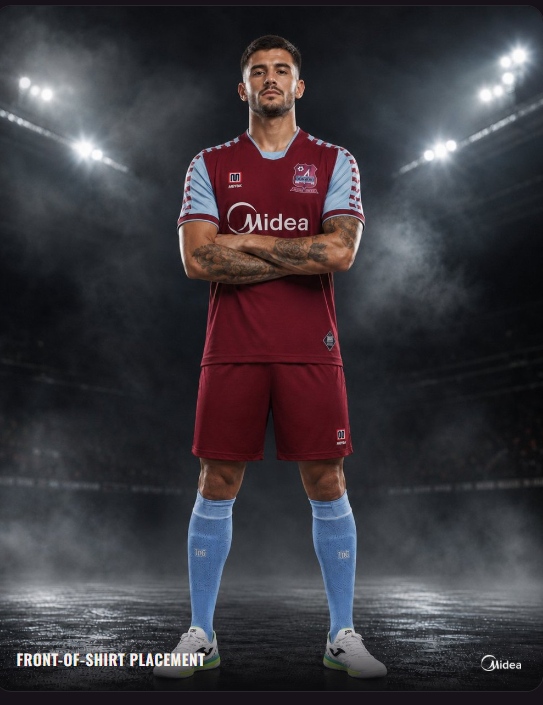 Glacis United player in Midea-sponsored kit