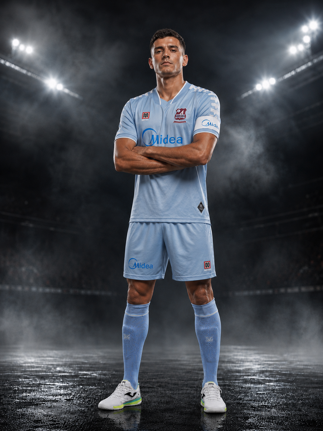 Glacis United player in Midea-sponsored kit